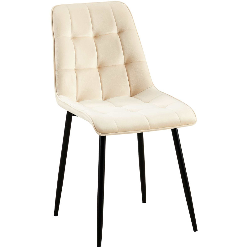 Chaise de salle à manger en velours Gifford crème
