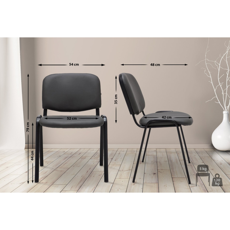 Chaise visiteur Ken simili cuir gris