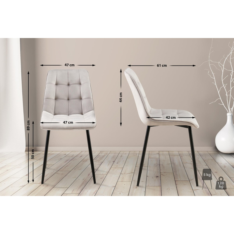 Chaise de salle à manger en velours Gifford gris