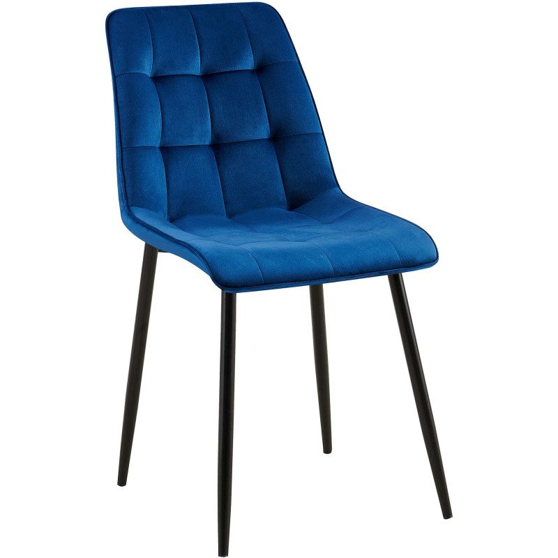Chaise de salle à manger en velours Gifford bleu foncé