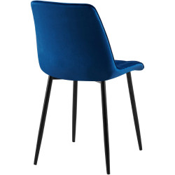 Chaise de salle à manger en velours Gifford bleu foncé