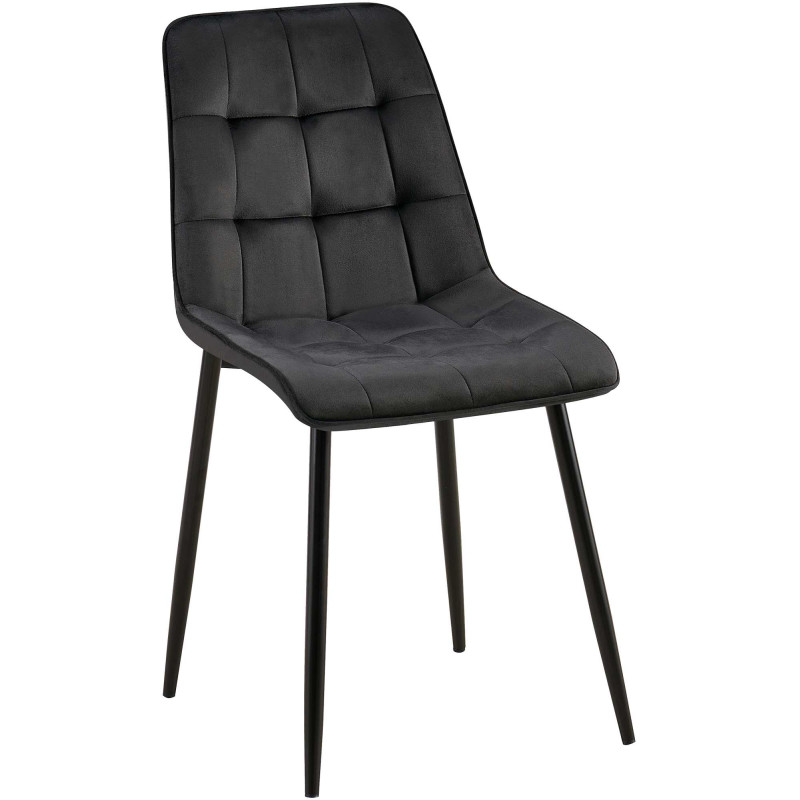 Chaise de salle à manger en velours Gifford noir