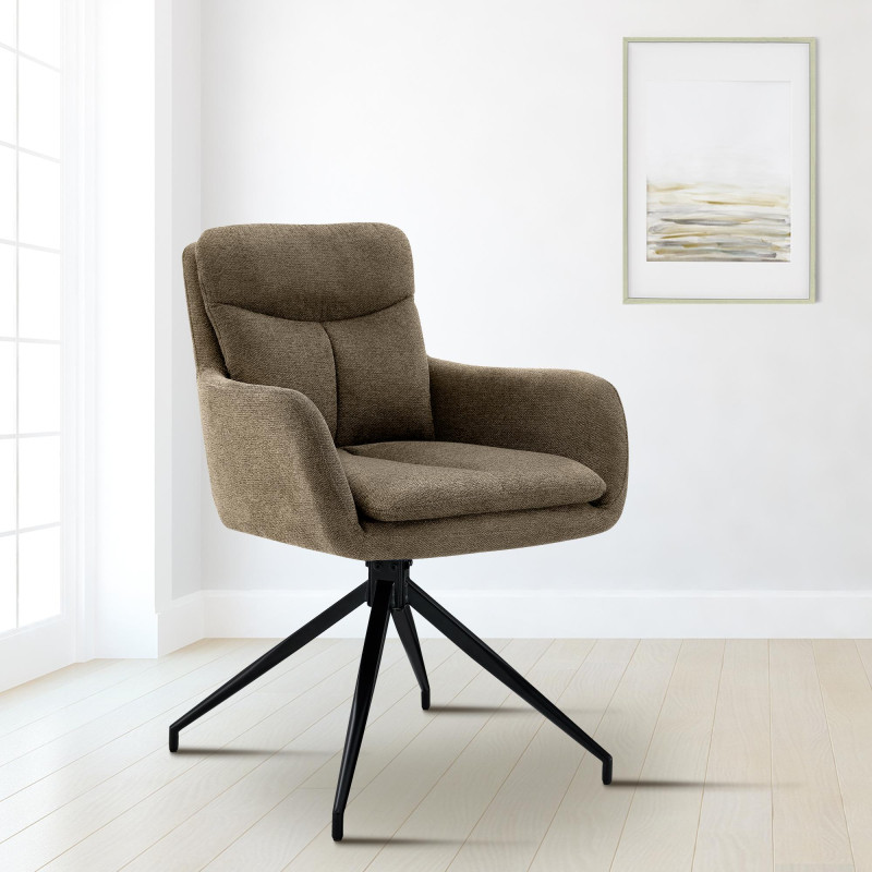 Chaise de salle à manger tissu Somers brun