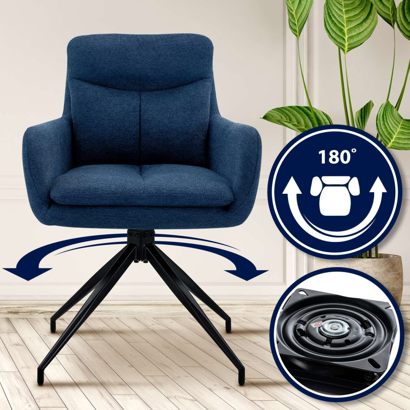 Chaise de salle à manger tissu Somers bleu