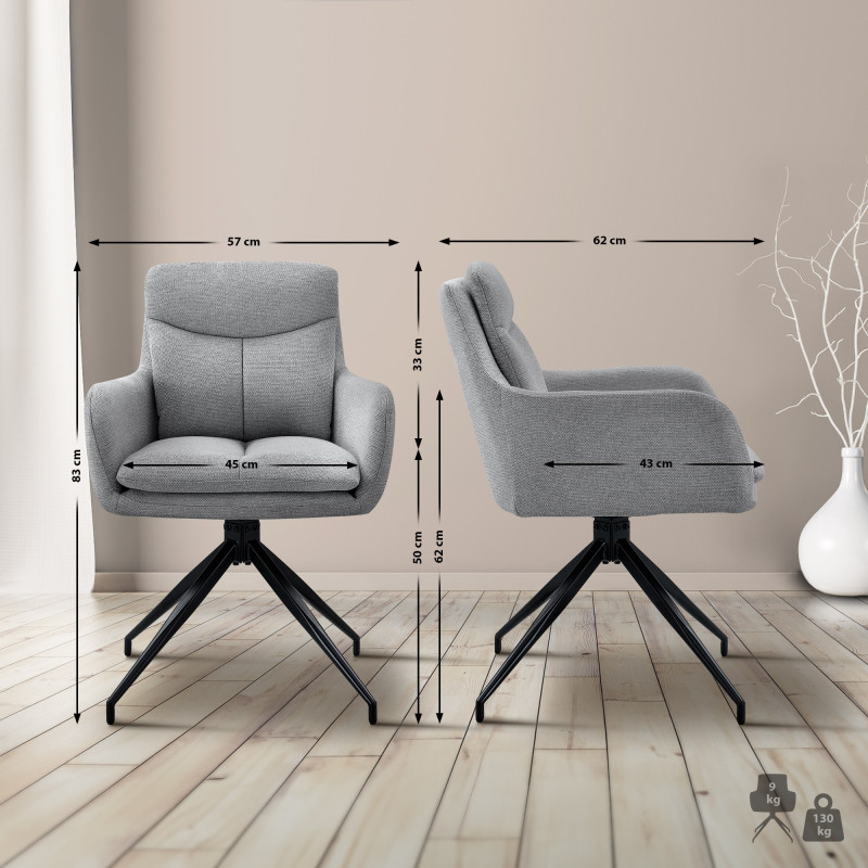 Chaise de salle à manger tissu Somers gris clair
