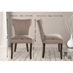 Lot de 2 chaises de salle à manger Zadar tissu antique foncé taupe