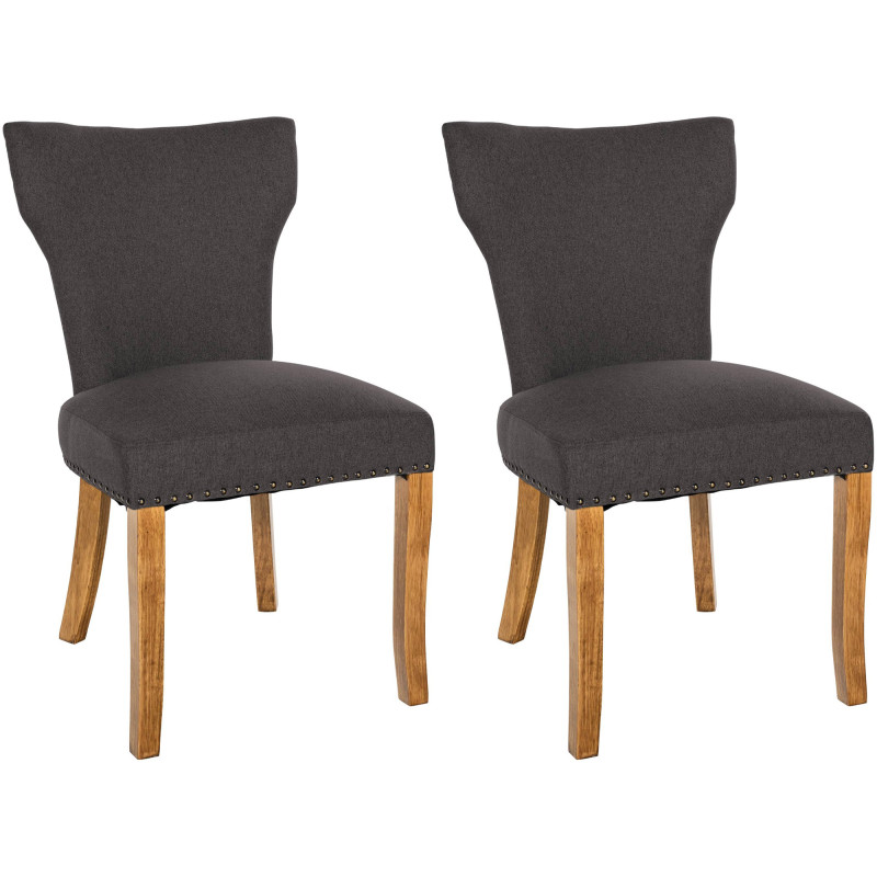 Lot de 2 chaises de salle à manger Zadar tissu antique clair gris foncé