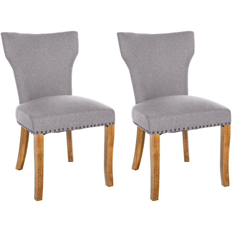 Lot de 2 chaises de salle à manger Zadar tissu antique clair gris
