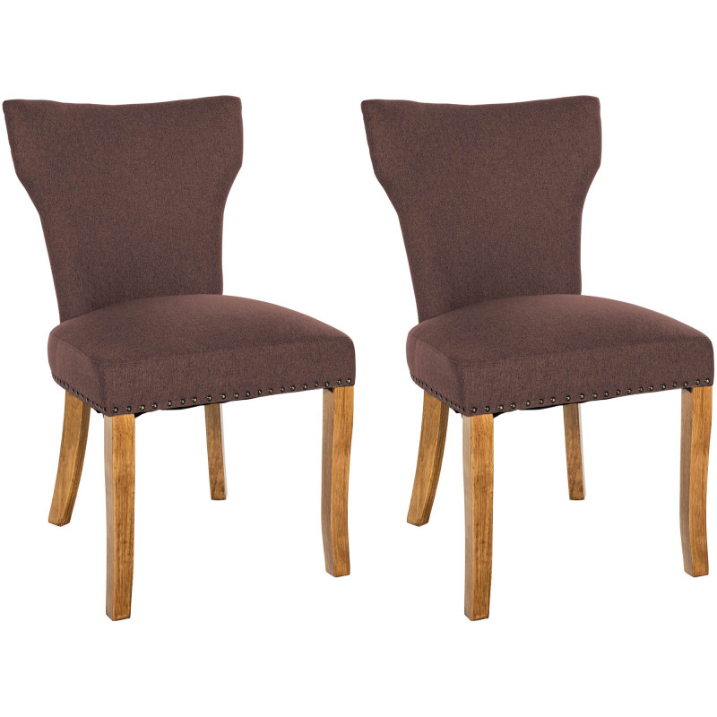 Lot de 2 chaises de salle à manger Zadar tissu antique clair brun