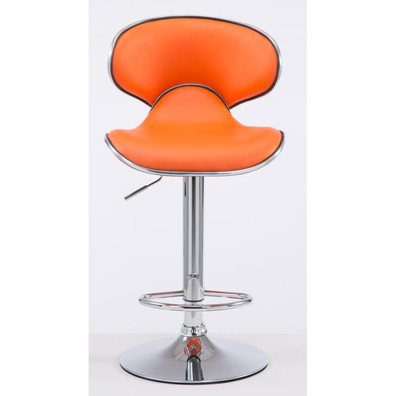 Lot de 2 tabourets de bar Las Vegas V2 simili cuir chromé orange