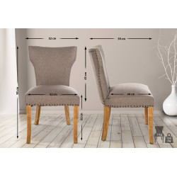 Lot de 2 chaises de salle à manger Zadar tissu antique clair taupe
