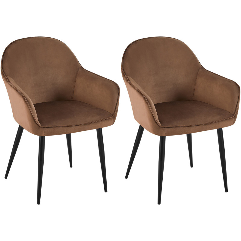Lot de 2 chaises de salle à manger Boise velours brun