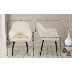 Lot de 2 chaises de salle à manger Boise velours crème