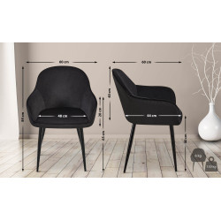 Lot de 2 chaises de salle à manger Boise velours noir