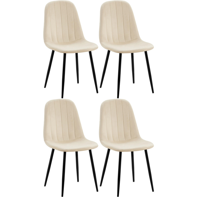 Lot de 4 chaises de salle à manger Baxter en velours crème