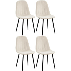 Lot de 4 chaises de salle à manger Baxter en velours blanc crème