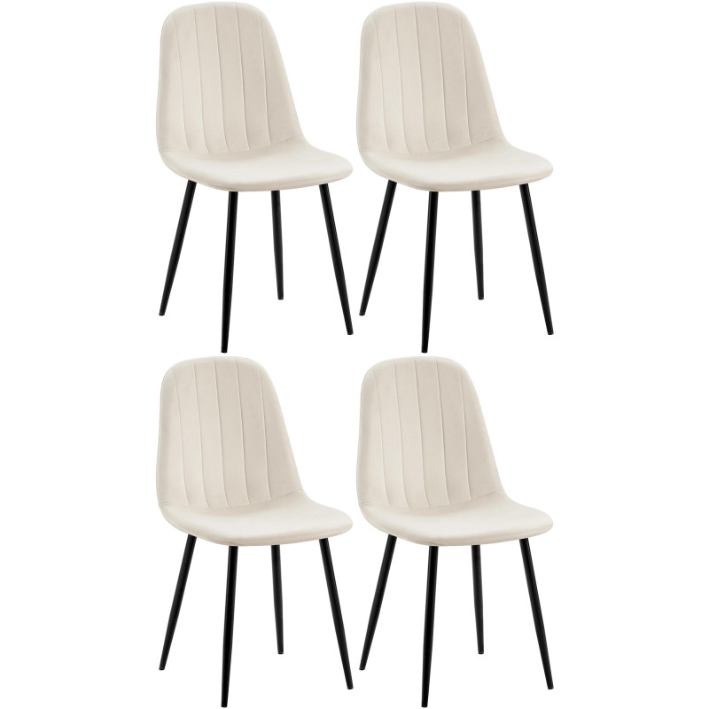 Lot de 4 chaises de salle à manger Baxter en velours blanc crème
