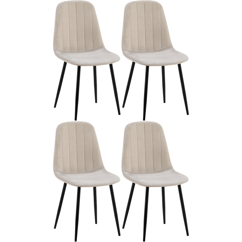 Lot de 4 chaises de salle à manger Baxter en velours gris