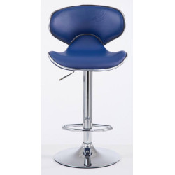 Lot de 2 tabourets de bar Las Vegas V2 simili cuir chromé bleu