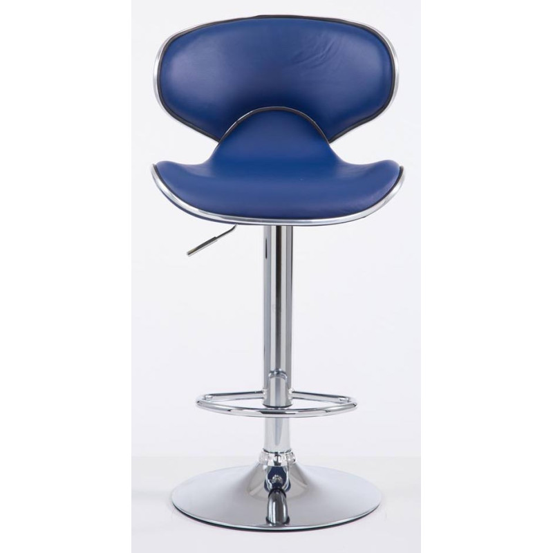 Lot de 2 tabourets de bar Las Vegas V2 simili cuir chromé bleu