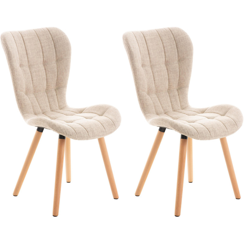 Lot de 2 chaises Elda en tissu crème