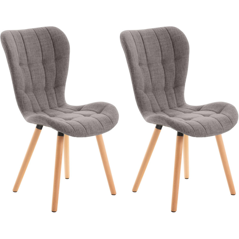 Lot de 2 chaises Elda en tissu gris clair