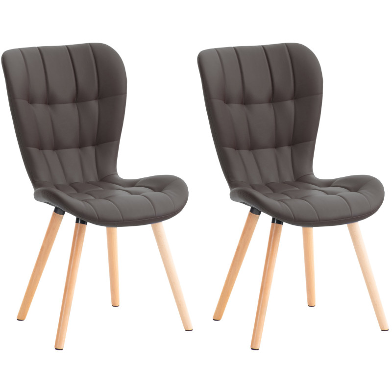 Lot de 2 chaises Elda simili cuir brun
