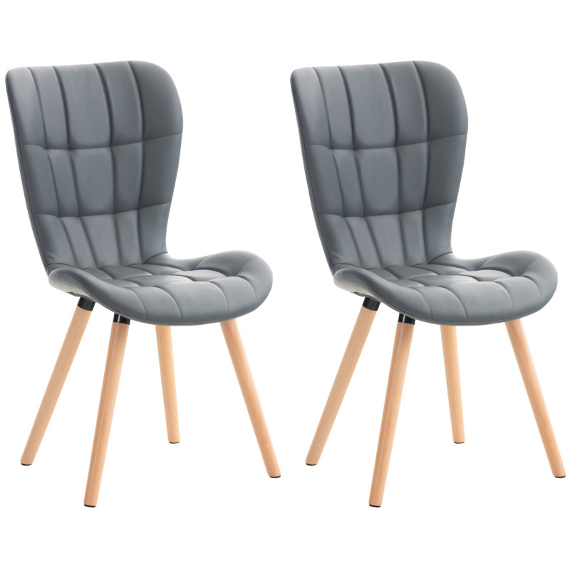 Lot de 2 chaises Elda simili cuir gris