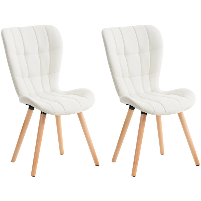 Lot de 2 chaises Elda simili cuir blanc