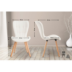 Lot de 2 chaises Elda simili cuir blanc