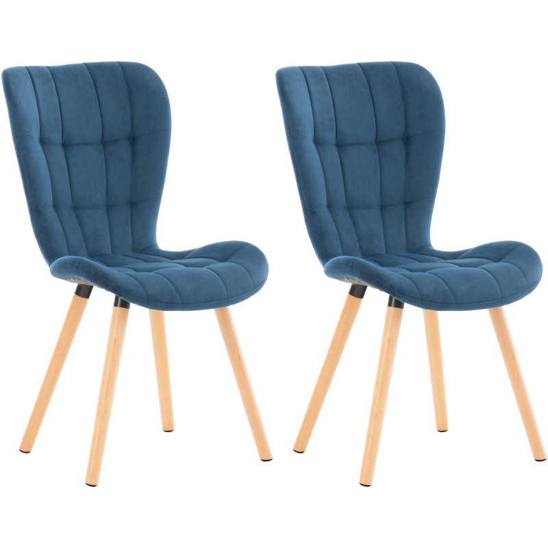 Lot de 2 chaises Elda velours bleu