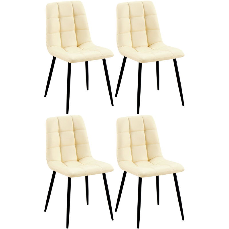 Lot de 4 chaises de salle à manger Antibes simili cuir crème