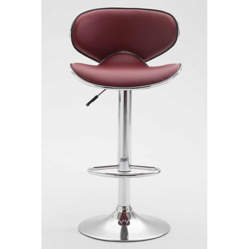 Lot de 2 tabourets de bar Las Vegas V2 simili cuir chromé rouge bordeaux