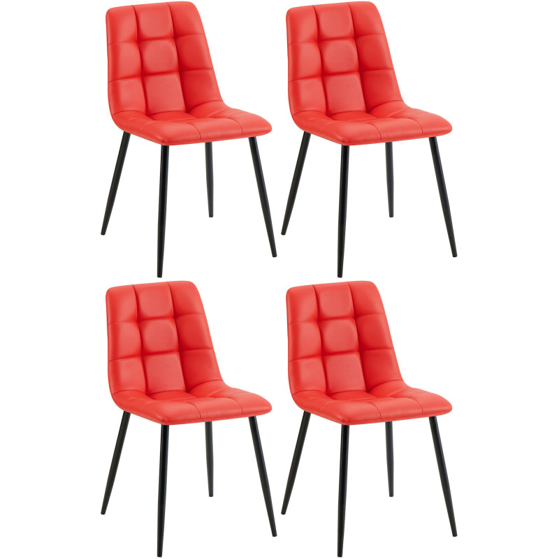 Lot de 4 chaises de salle à manger Antibes simili cuir rouge