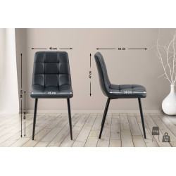 Lot de 4 chaises de salle à manger Antibes simili cuir noir