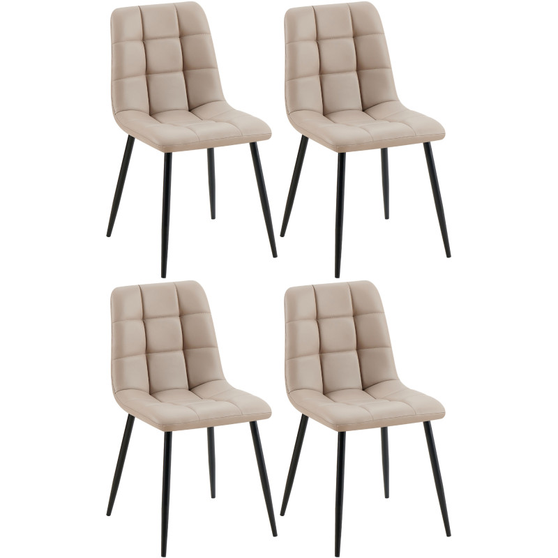 Lot de 4 chaises de salle à manger Antibes simili cuir taupe