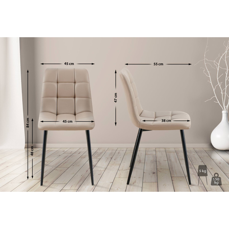Lot de 4 chaises de salle à manger Antibes simili cuir taupe
