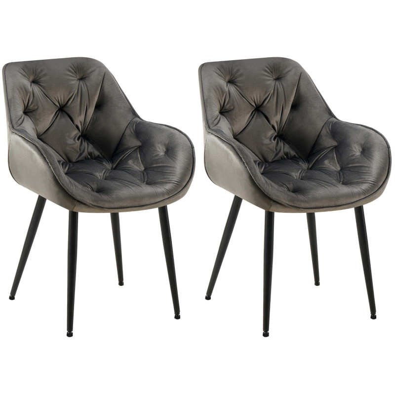 Lot de 2 chaises Tanna velours anthracite