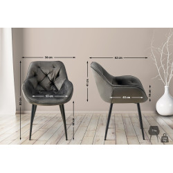 Lot de 2 chaises Tanna velours anthracite