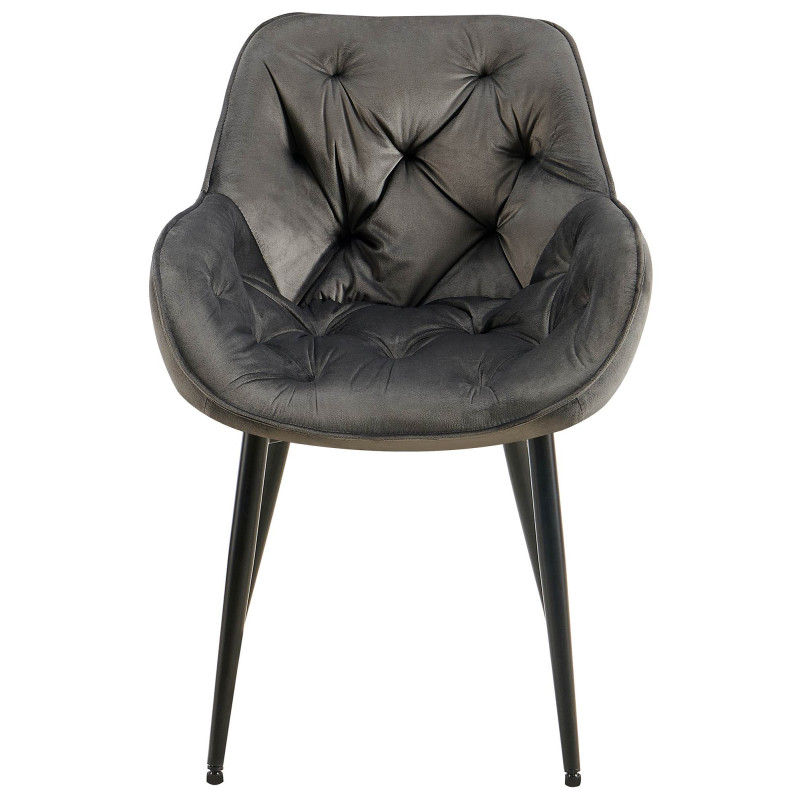 Lot de 2 chaises Tanna velours anthracite