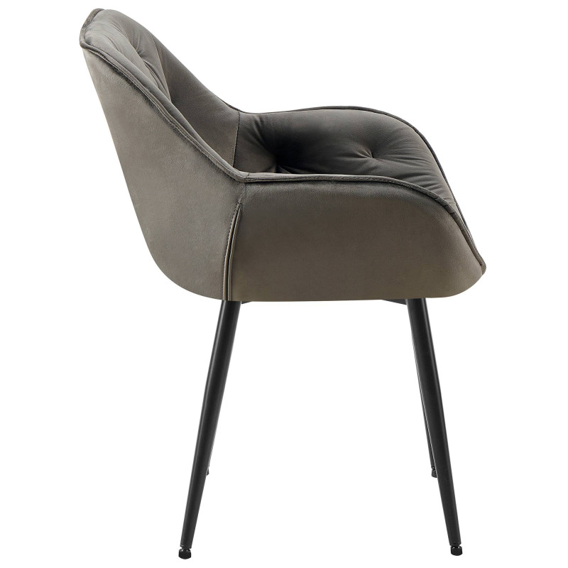 Lot de 2 chaises Tanna velours anthracite