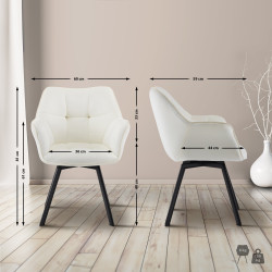 Chaise de salle à manger en velours Jordi crème