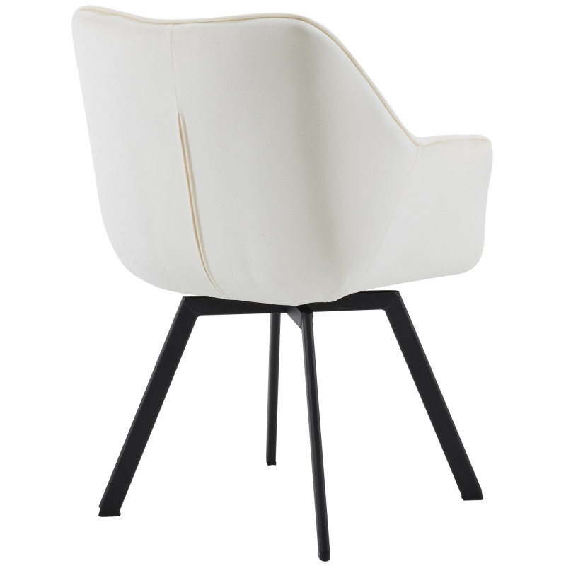 Chaise de salle à manger en velours Jordi crème