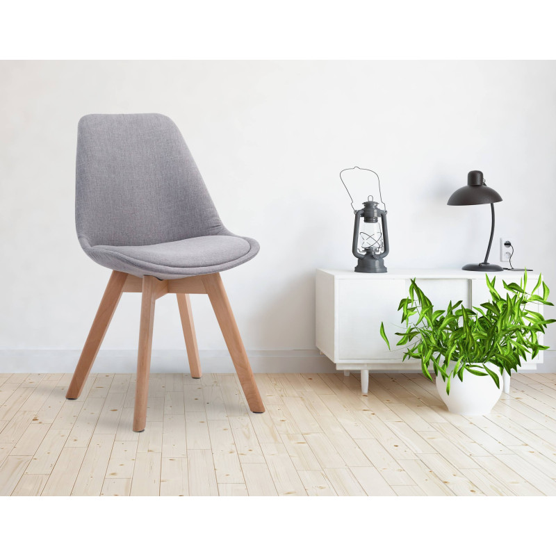 Chaise visiteur Borneo V2 en tissu Natura gris