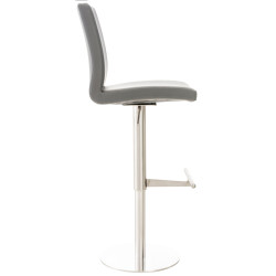 Tabouret de bar Cadiz, similicuir, acier inoxydable gris