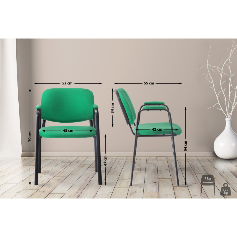 Chaise visiteur Ken PRO, tissu vert