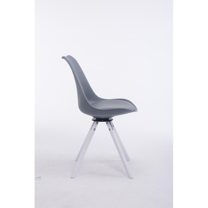 Chaise visiteur pivotante Troyes blanche ronde grise