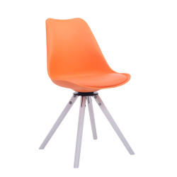 Chaise visiteur pivotante Troyes blanche ronde orange