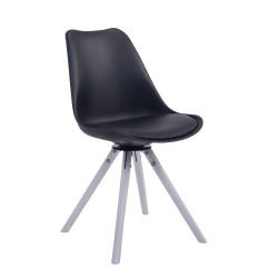 Chaise visiteur Troyes Pivotante Blanche Ronde Noire