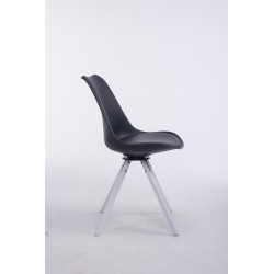 Chaise visiteur Troyes pivotante blanche ronde noire
